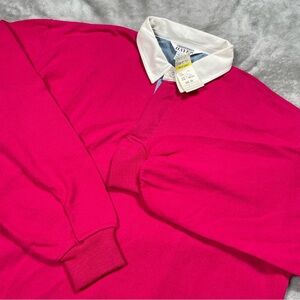 VTG 90's Christopher Hayes Rugby Polo Mens XL Pink Made in USA Shirt L/S NWT